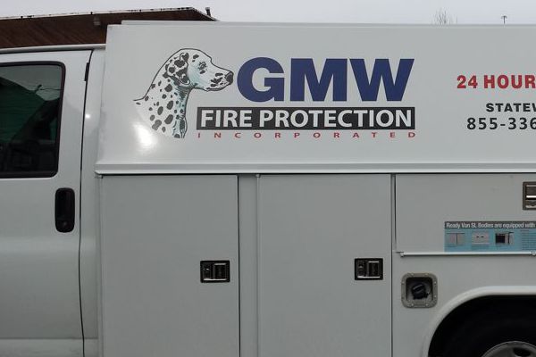 Cut Vinyl Logo on GMW Utility Truck